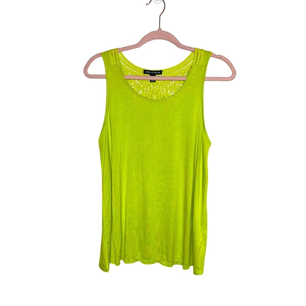 CABLE & GAUGE Lime Green Tank with Cutout Back M NWOT - Picture 2 of 7